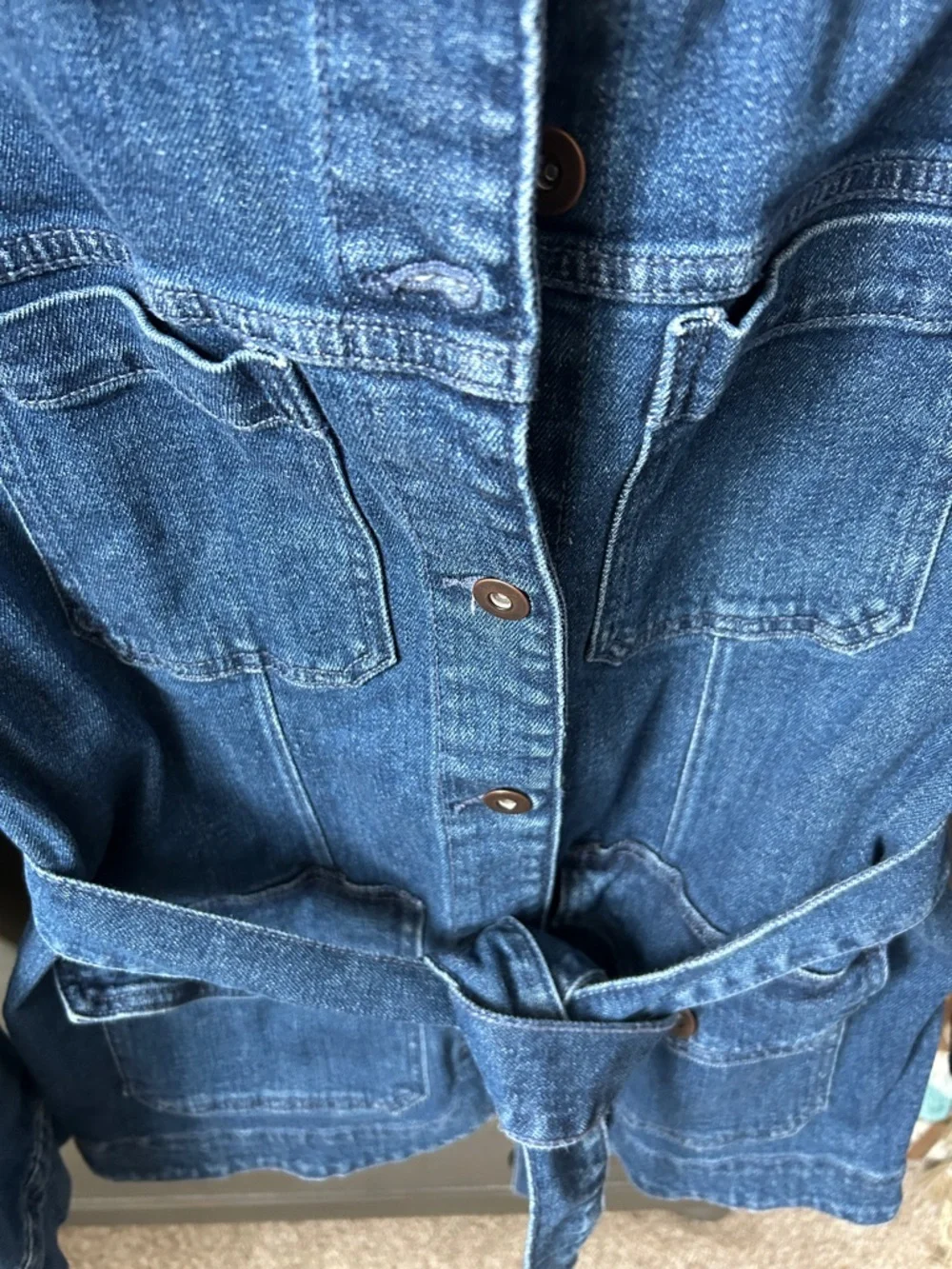 Old Navy Blue Denim Jacket with Waist Tie - Picture 3 of 3